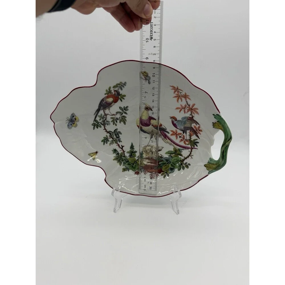 Mottahedeh Williamsburg Porcelain Chelsea Birds Leaf Bowl Portugal Large Vtg